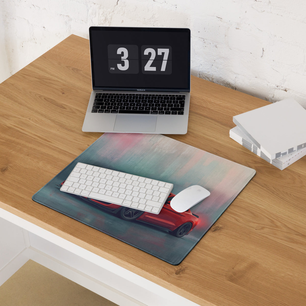 Ford Mustang Inspired Race Red Shelby Desk Pad – Extended Non-Slip PC Mouse Mat