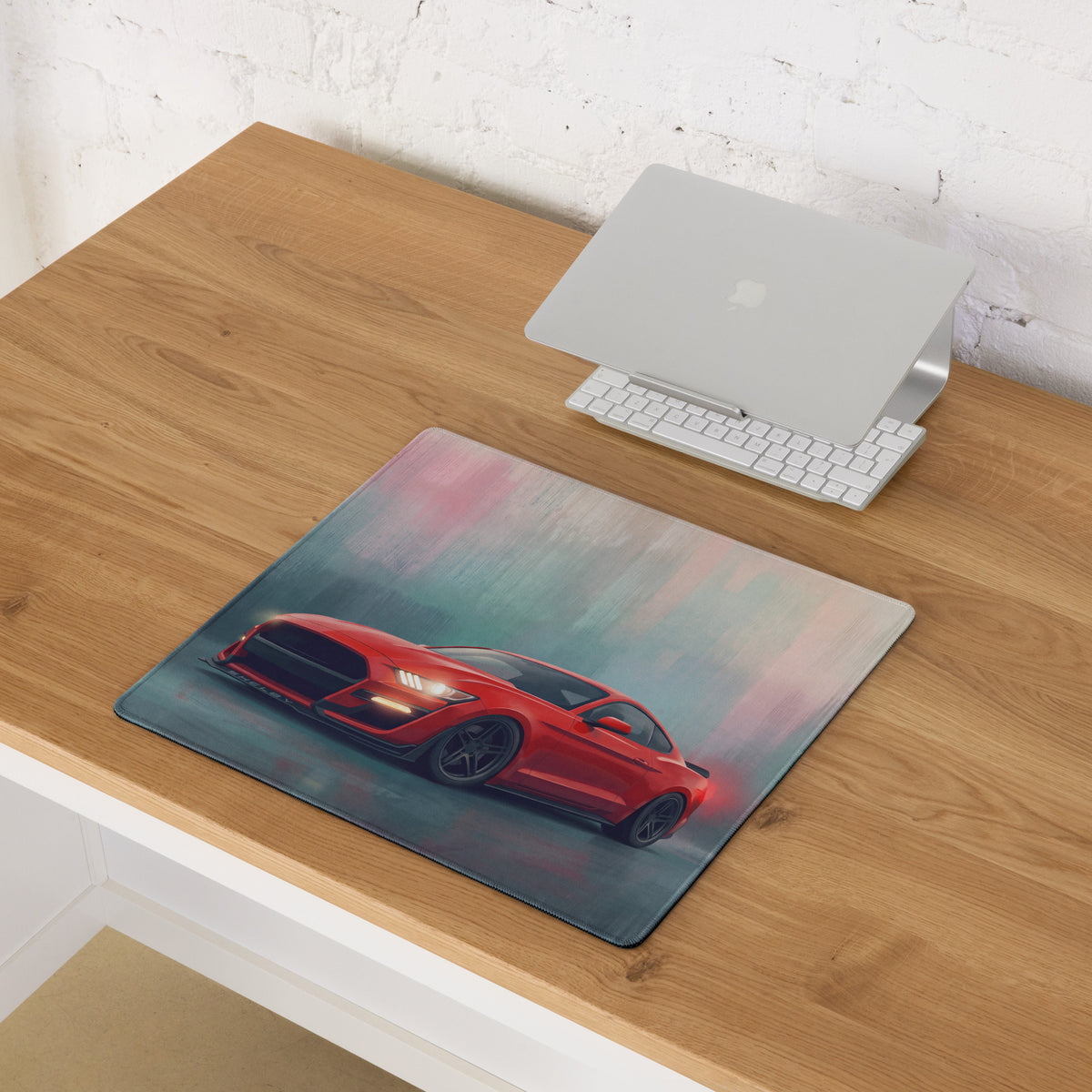 Ford Mustang Inspired Race Red Shelby Desk Pad – Extended Non-Slip PC Mouse Mat