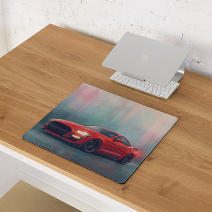 Ford Mustang Inspired Race Red Shelby Desk Pad – Extended Non-Slip PC Mouse Mat