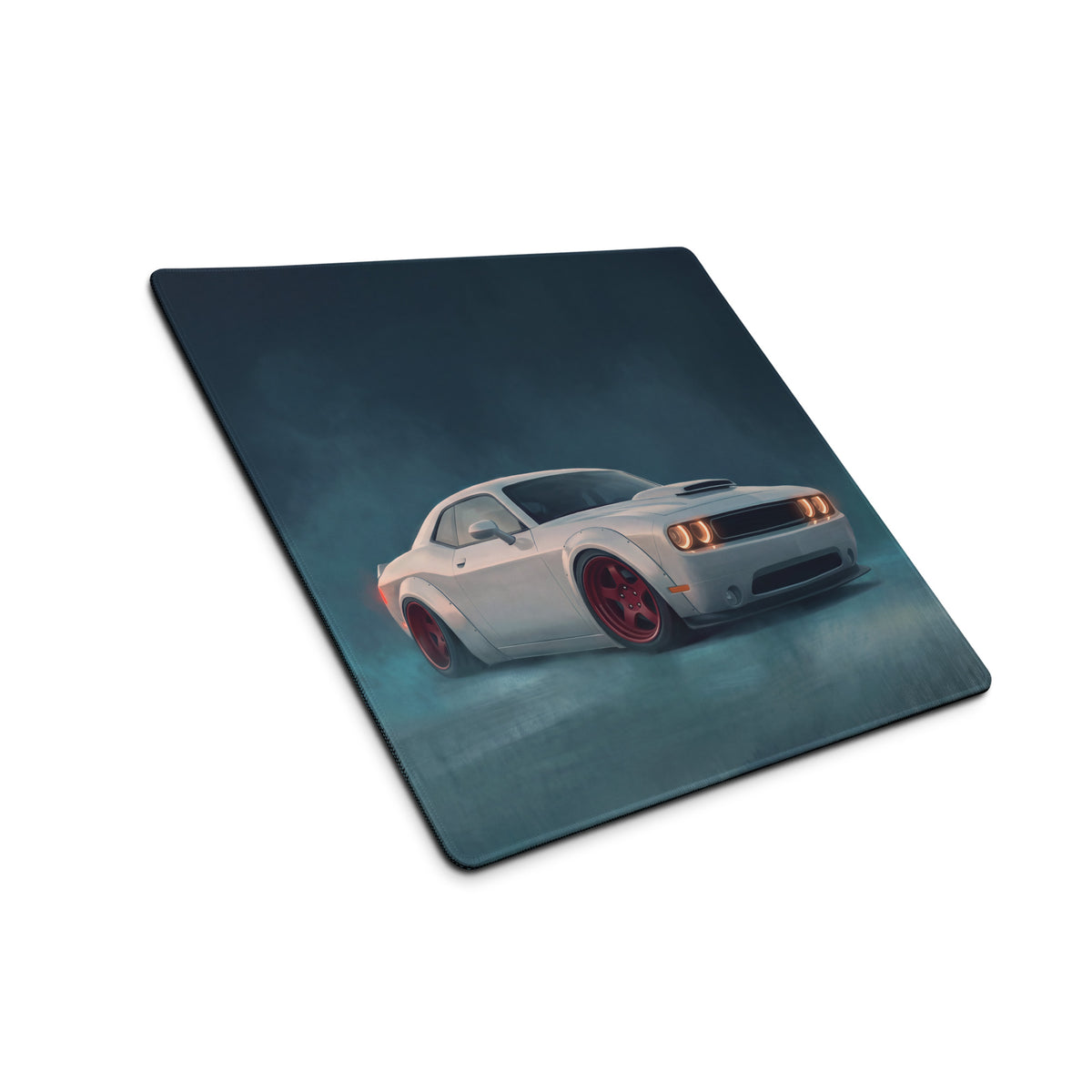 Dodge Challenger Inspired White Knuckle Red Rim Desk Mat – High-Precision XL Gaming Mousepad