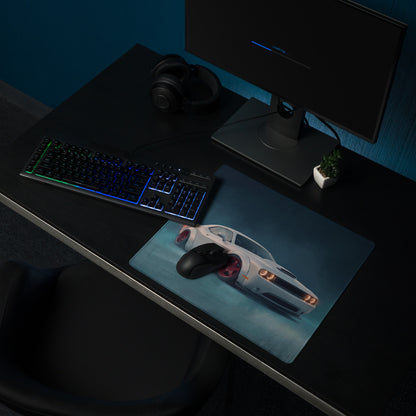 Dodge Challenger Inspired White Knuckle Red Rim Desk Mat – High-Precision XL Gaming Mousepad