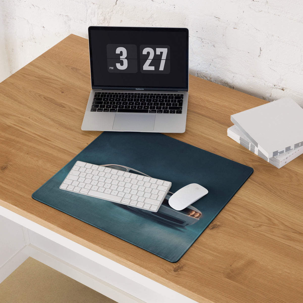Dodge Challenger Inspired White Knuckle Red Rim Desk Mat – High-Precision XL Gaming Mousepad