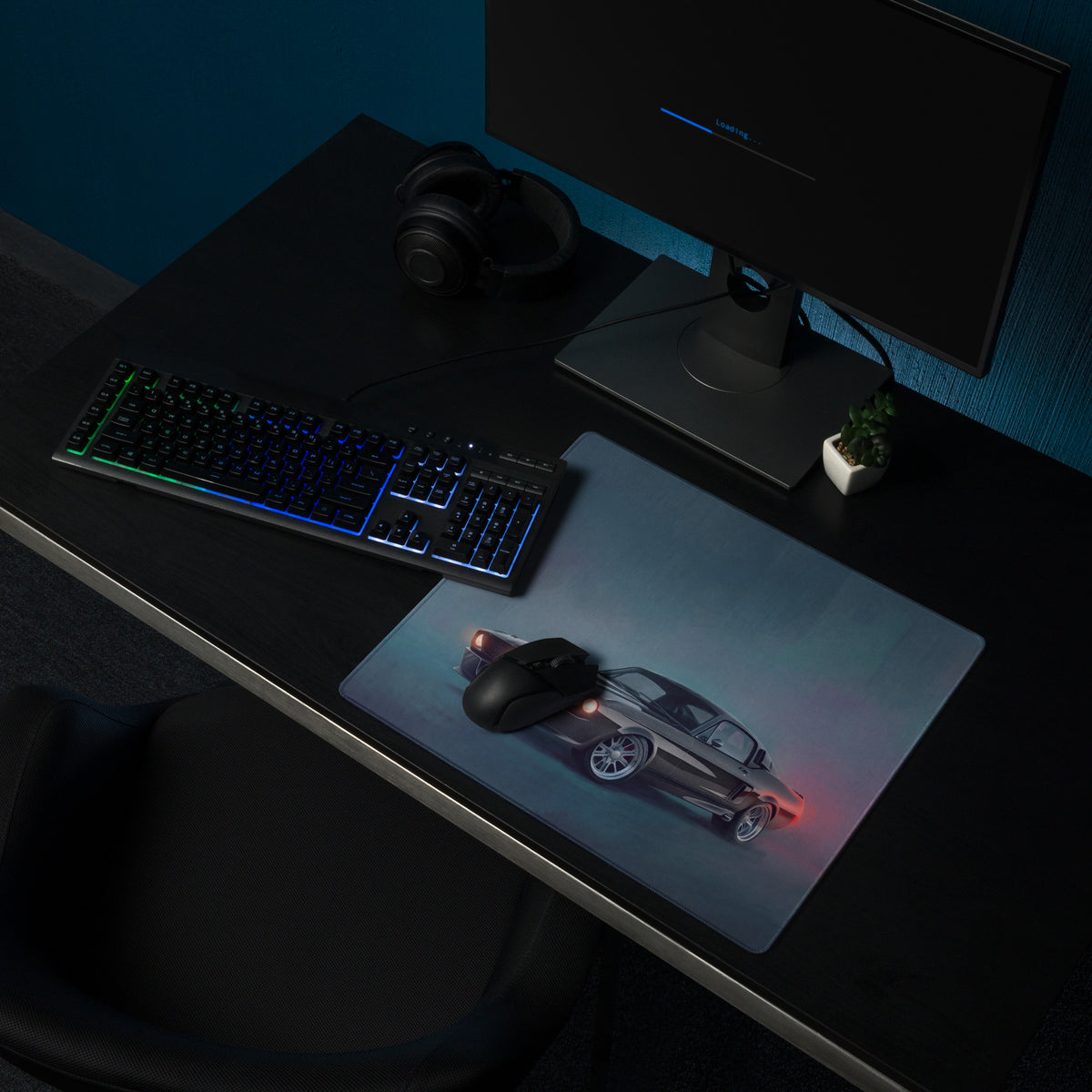 Ford Mustang Inspired Carbon Eleanor Desk Pad – Ultra-Glide Stitched Edge Gaming Mouse Mat