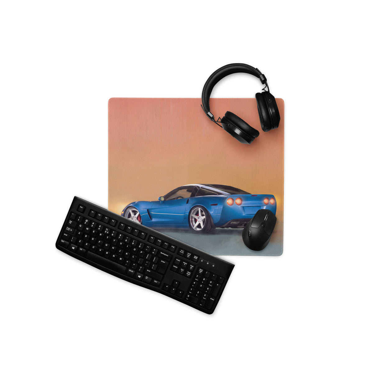 Chevrolet Corvette C6 Inspired Le Mans Blue Desk Mat – Low-Friction Cloth Setup Mousepad