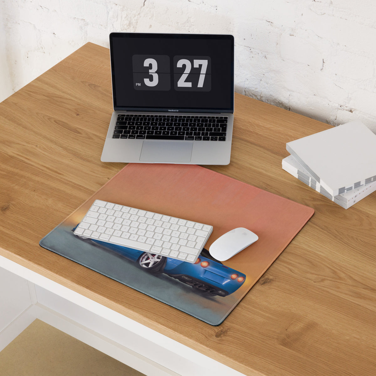 Chevrolet Corvette C6 Inspired Le Mans Blue Desk Mat – Low-Friction Cloth Setup Mousepad