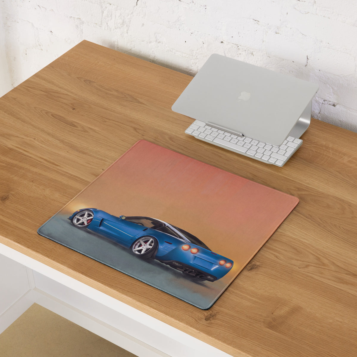 Chevrolet Corvette C6 Inspired Le Mans Blue Desk Mat – Low-Friction Cloth Setup Mousepad