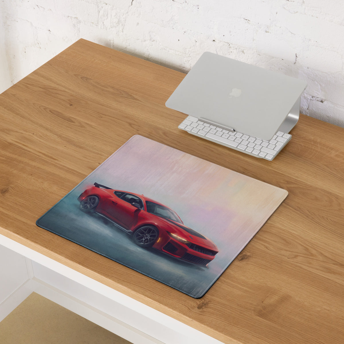 Ford Mustang Inspired Race Red Dark Horse Desk Pad – Extended Non-Slip PC Mouse Mat