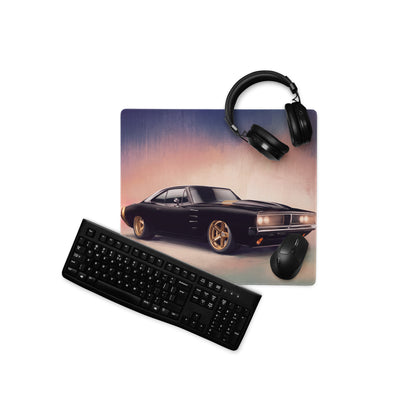 Dodge Charger Inspired Midnight Gold Restomod Desk Mat – High-Precision XL Gaming Mousepad