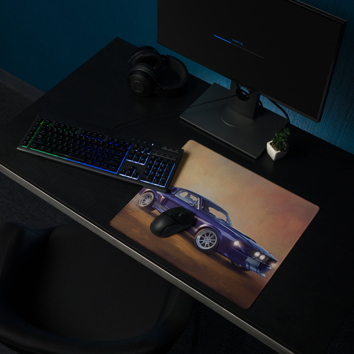 Ford Mustang Inspired Midnight Purple Shelby GT500 Desk Pad – Ultra-Glide Stitched Edge Gaming Mouse Mat