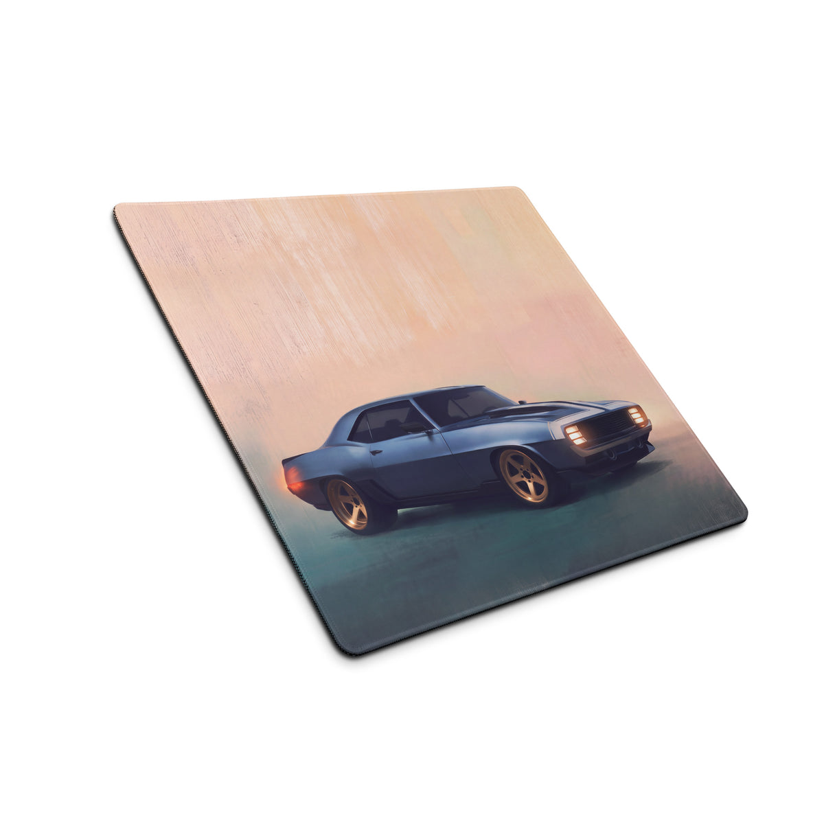 Chevrolet Camaro Inspired Steel Blue Restomod Desk Mat – Low-Friction Cloth Setup Mousepad