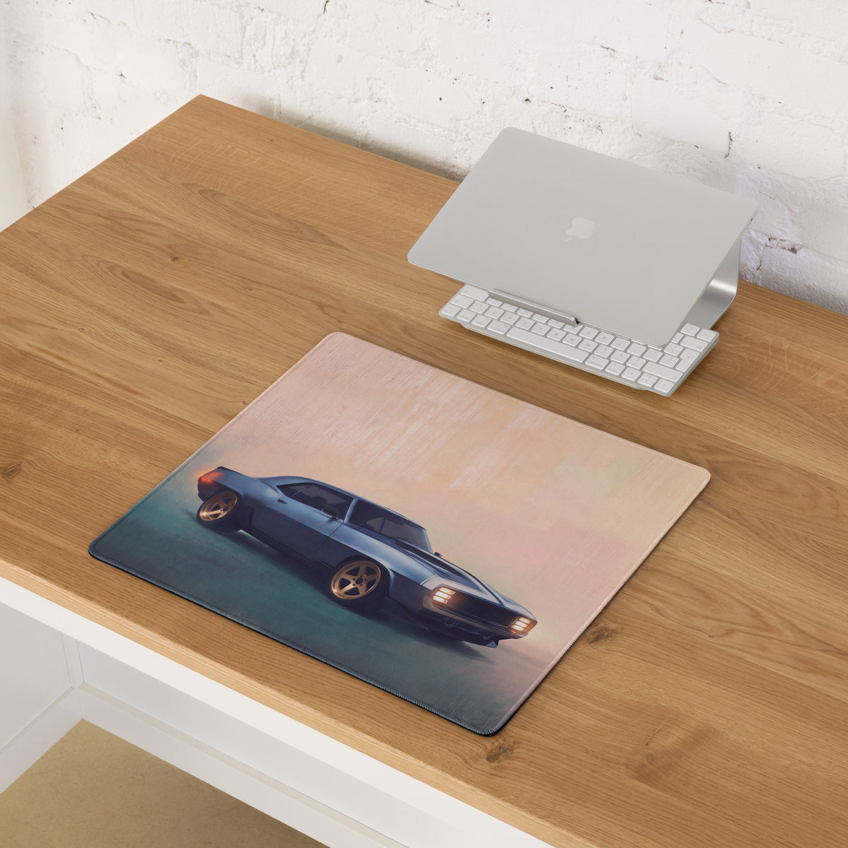 Chevrolet Camaro Inspired Steel Blue Restomod Desk Mat – Low-Friction Cloth Setup Mousepad