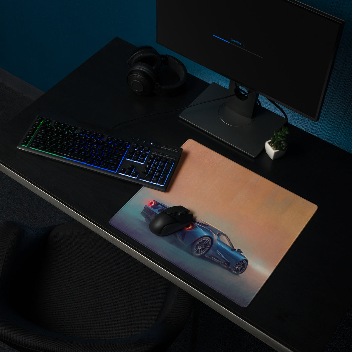 Ford GT Inspired Liquid Blue Rear Desk Pad – Extended Non-Slip PC Mouse Mat