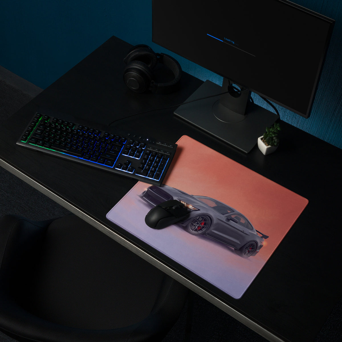 Ford Mustang Inspired Magnetic Metallic Shelby Desk Pad – Ultra-Glide Stitched Edge Gaming Mouse Mat