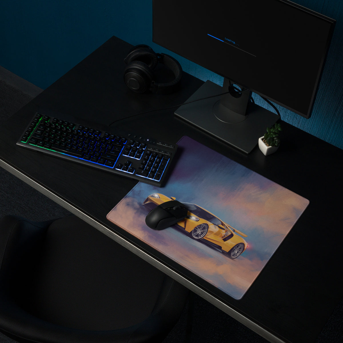 Ford GT Inspired Triple Yellow Aerodynamic Desk Mat – Low-Friction Cloth Setup Mousepad