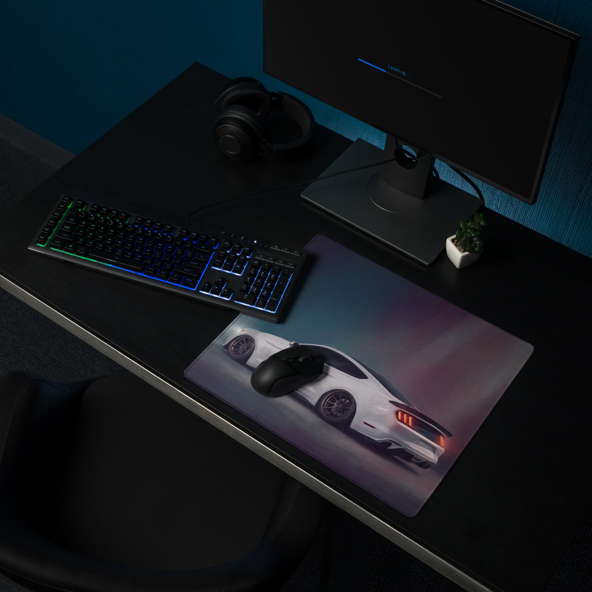 Ford Mustang Inspired Oxford White Stance Desk Pad – Extended Non-Slip PC Mouse Mat