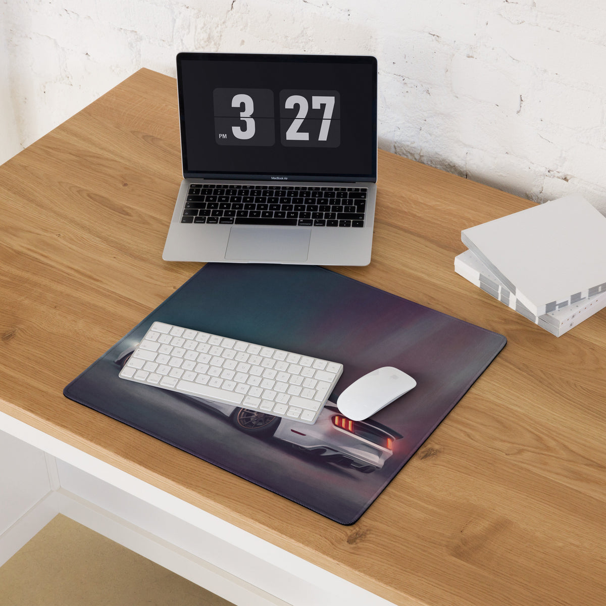 Ford Mustang Inspired Oxford White Stance Desk Pad – Extended Non-Slip PC Mouse Mat