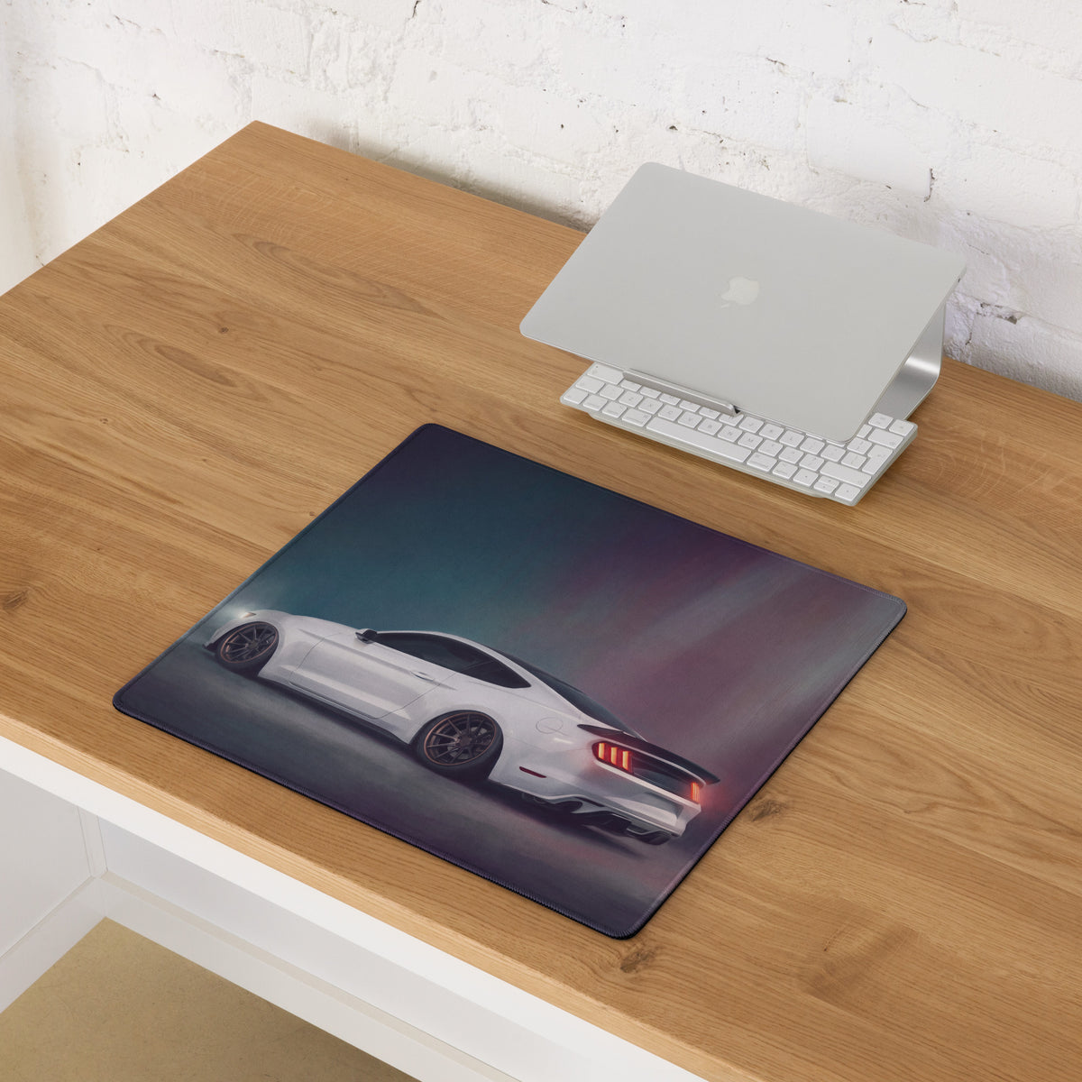 Ford Mustang Inspired Oxford White Stance Desk Pad – Extended Non-Slip PC Mouse Mat