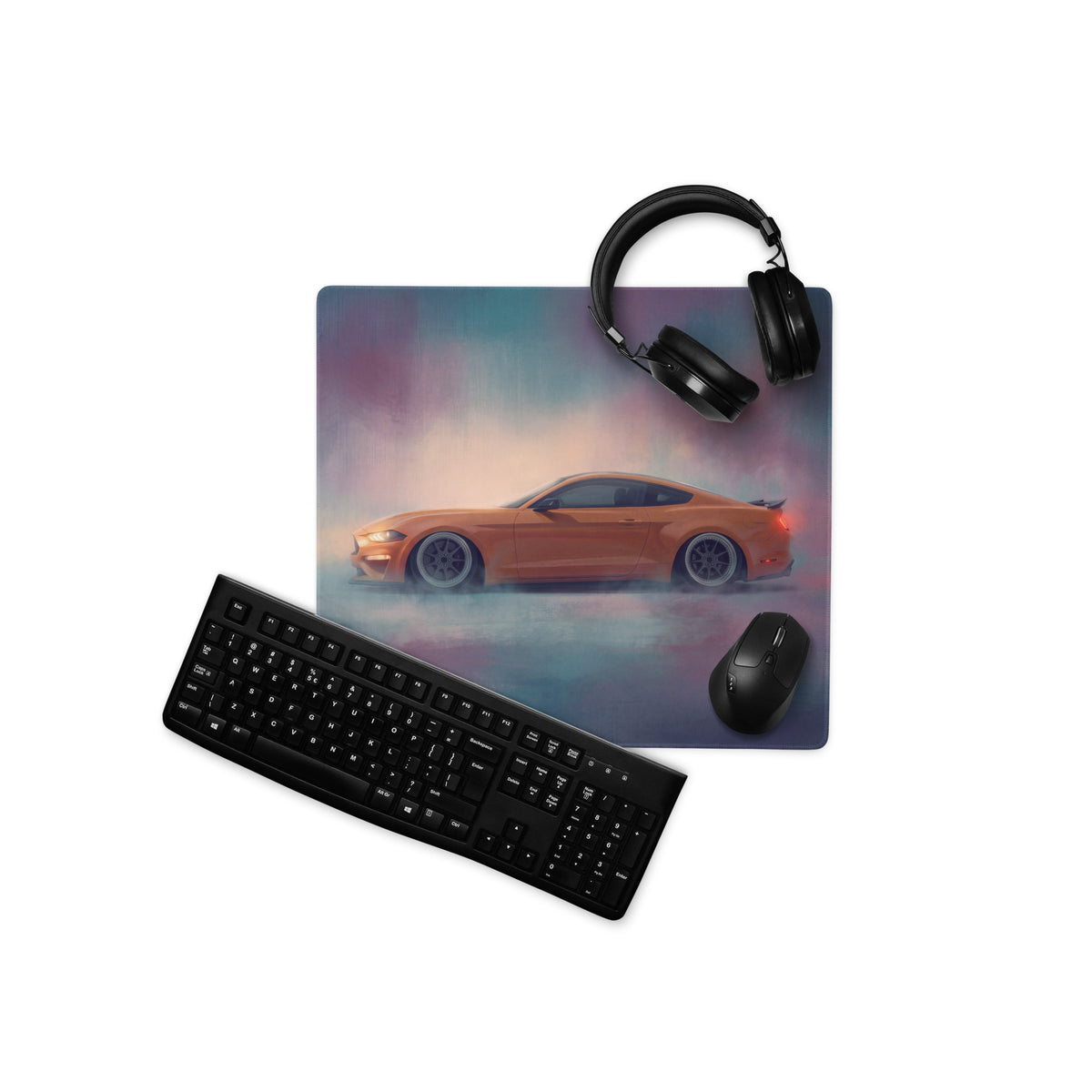 Ford Mustang Inspired Twister Orange Profile Desk Pad – Ultra-Glide Stitched Edge Gaming Mouse Mat