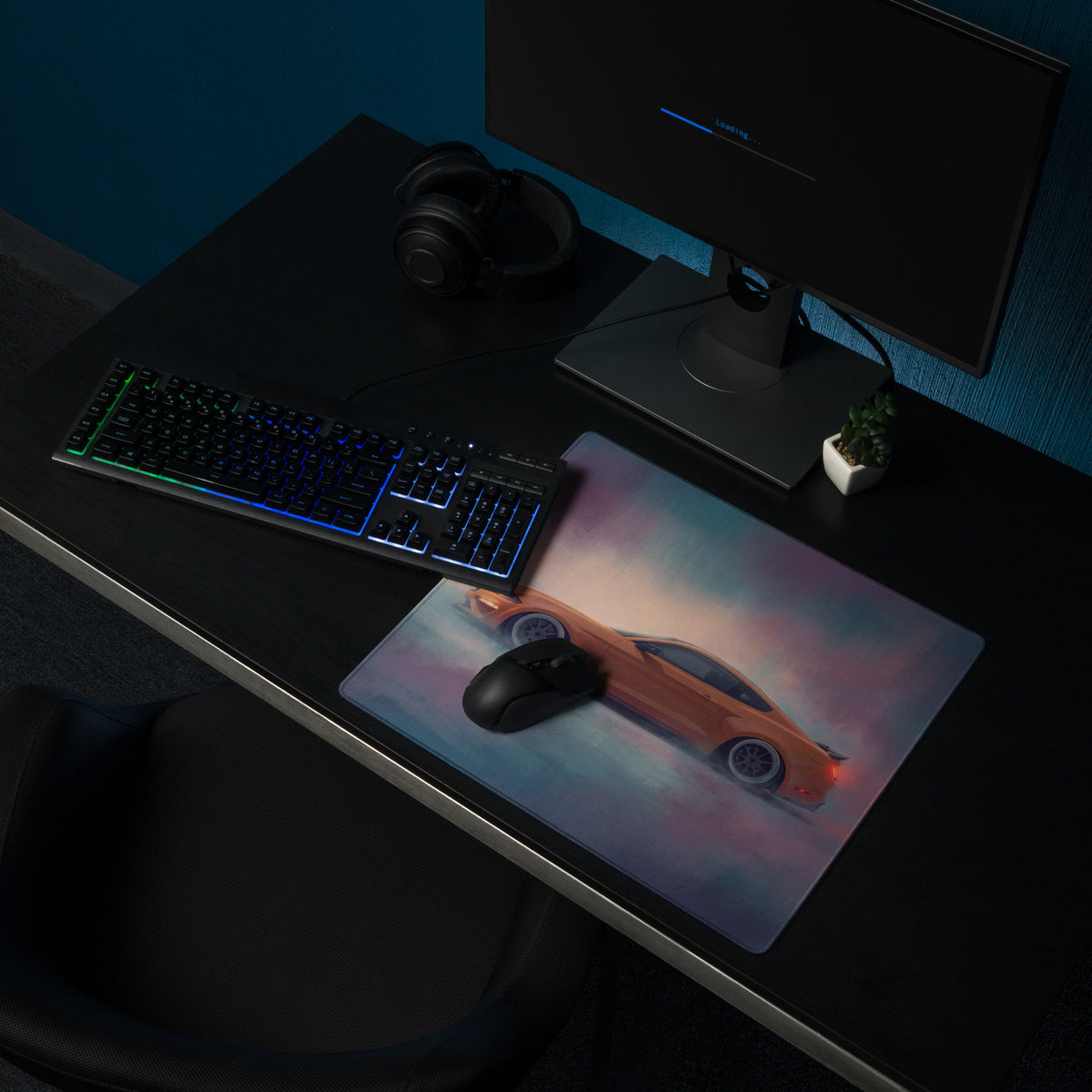 Ford Mustang Inspired Twister Orange Profile Desk Pad – Ultra-Glide Stitched Edge Gaming Mouse Mat