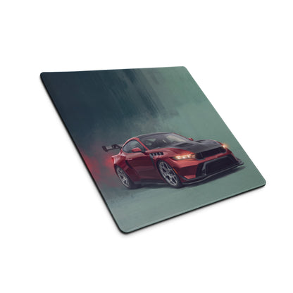 Ford Mustang Inspired Rapid Red GTD Carbon Desk Mat – Low-Friction Cloth Setup Mousepad