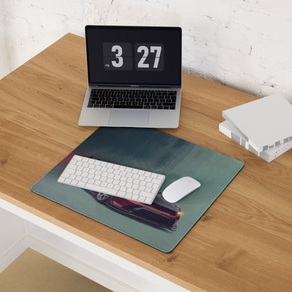 Ford Mustang Inspired Rapid Red GTD Carbon Desk Mat – Low-Friction Cloth Setup Mousepad