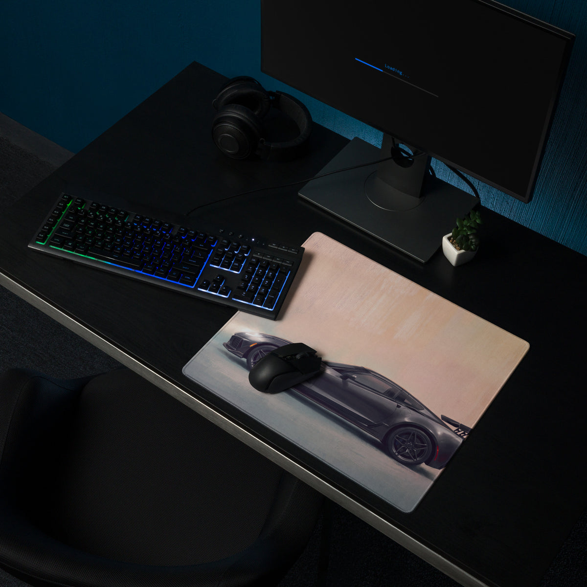 Chevrolet Corvette C7 Inspired Shadow Grey ZR1 Desk Pad – Extended Non-Slip PC Mouse Mat