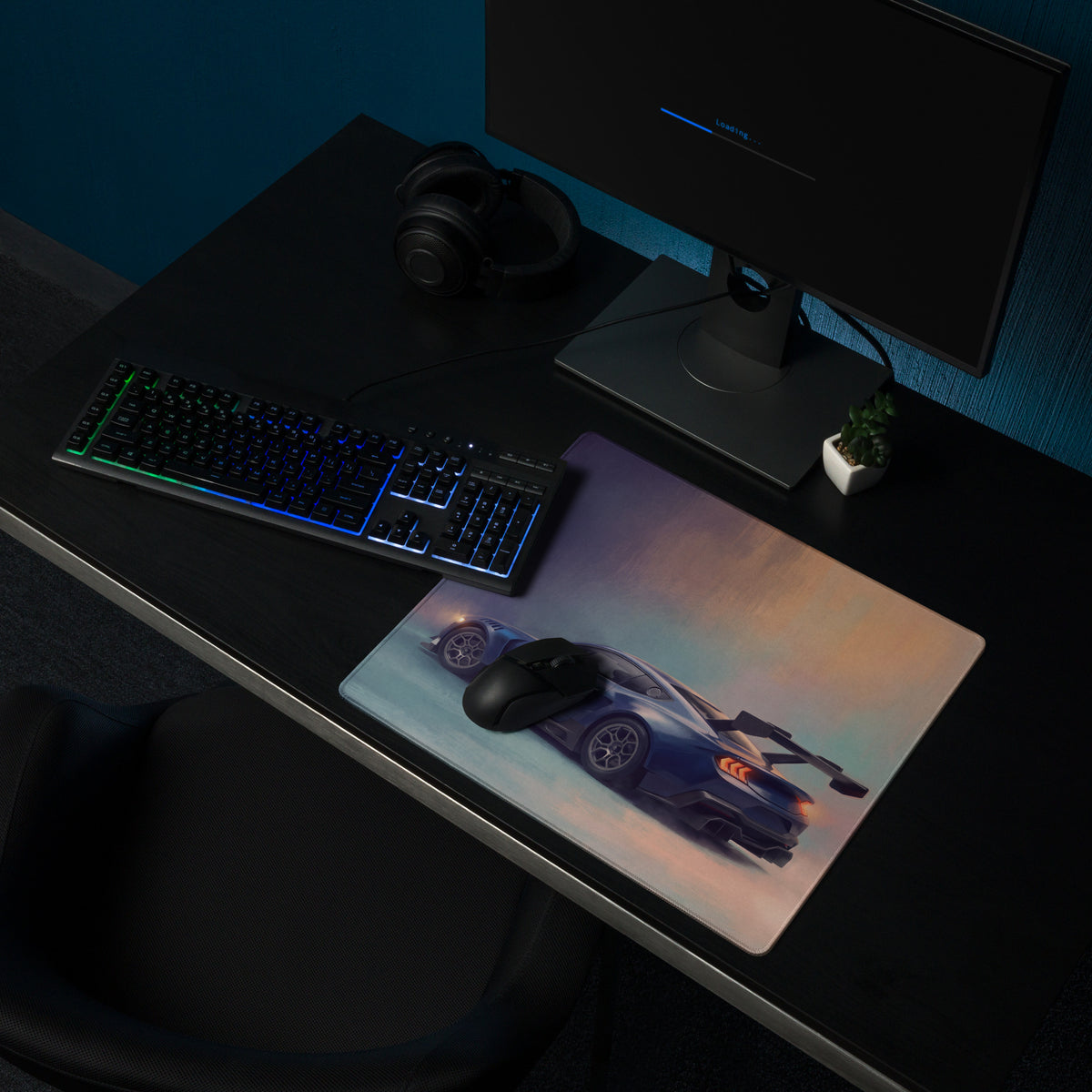 Ford Mustang Inspired Performance Blue GTD Wing Desk Mat – High-Precision XL Gaming Mousepad
