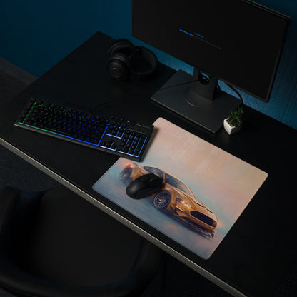 Ford Mustang Inspired Sunset Gold Widebody Desk Pad – Ultra-Glide Stitched Edge Gaming Mouse Mat