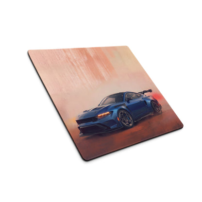 Ford Mustang Inspired Performance Blue GTD Apex Desk Mat – Low-Friction Cloth Setup Mousepad