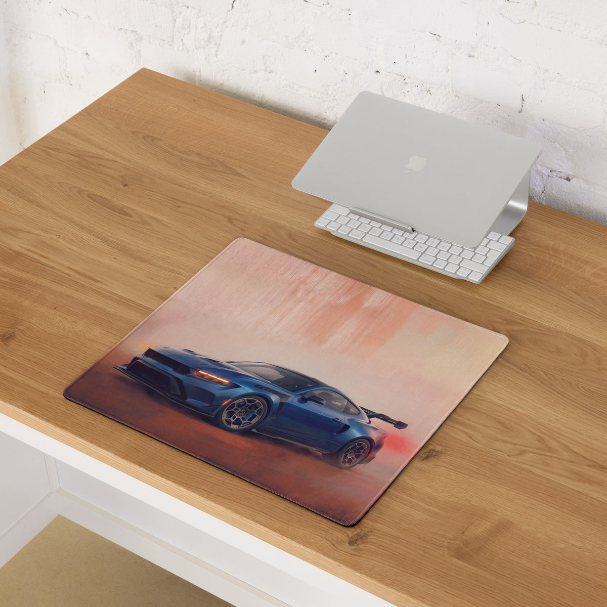 Ford Mustang Inspired Performance Blue GTD Apex Desk Mat – Low-Friction Cloth Setup Mousepad