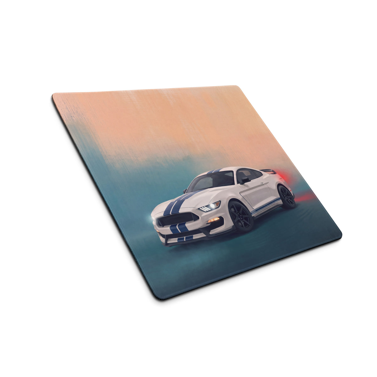 Ford Mustang Inspired Shelby White Blue Stripe Desk Mat – High-Precision XL Gaming Mousepad