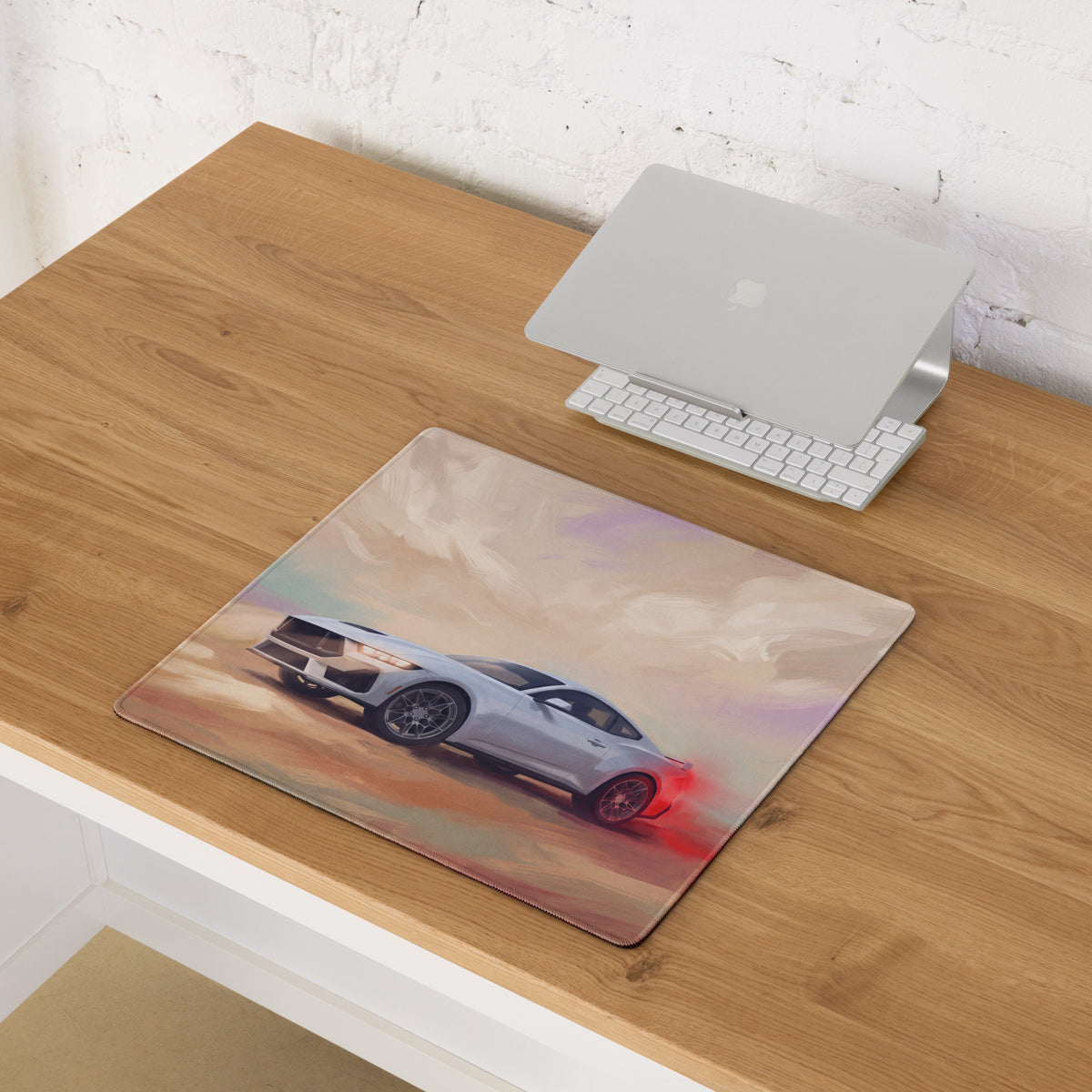 Ford Mustang Inspired Oxford White S650 Desk Pad – Ultra-Glide Stitched Edge Gaming Mouse Mat
