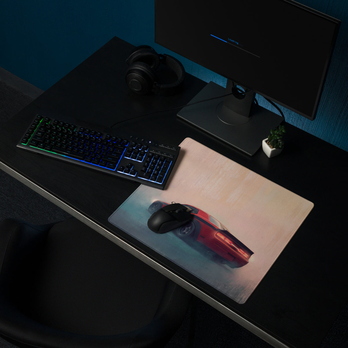 Dodge Challenger Inspired TorRed T/A Stripe Desk Mat – Low-Friction Cloth Setup Mousepad