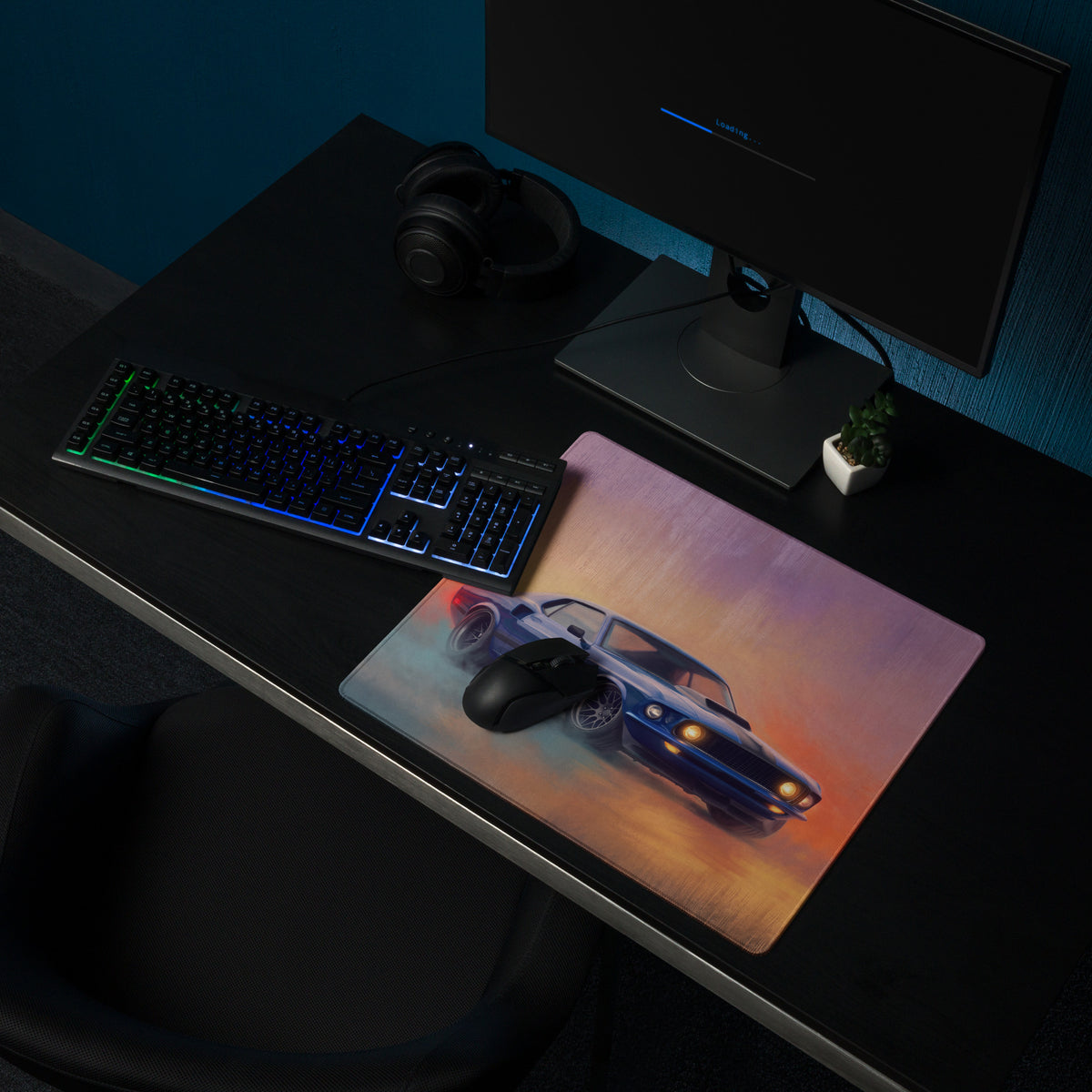 Ford Mustang Inspired Acapulco Blue Mach 1 Desk Pad – Ultra-Glide Stitched Edge Gaming Mouse Mat