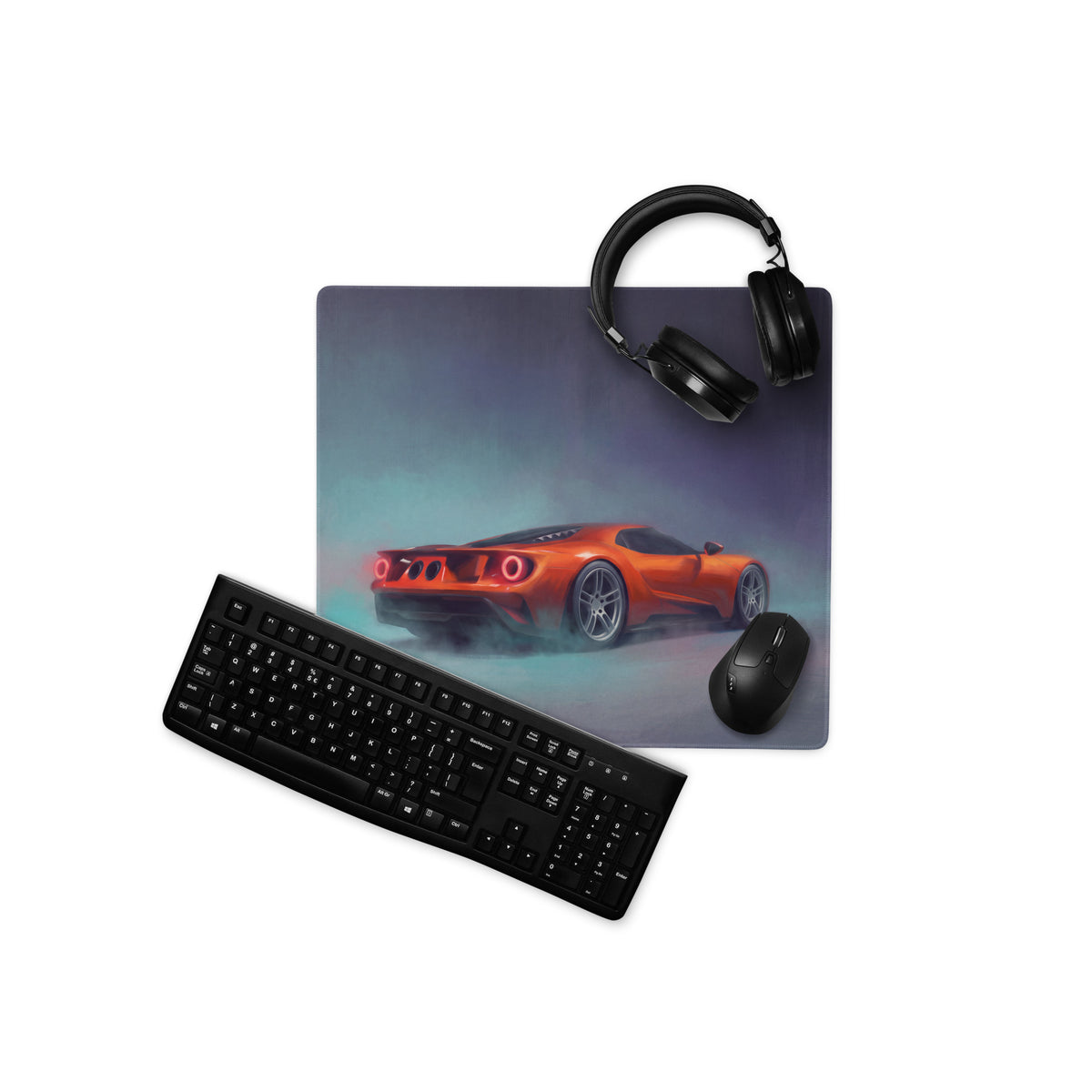 Ford GT Inspired Competition Orange Rear Desk Mat – Low-Friction Cloth Setup Mousepad