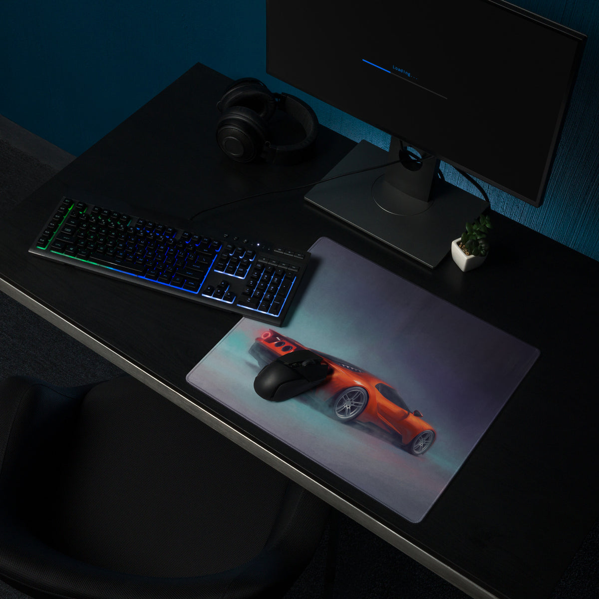 Ford GT Inspired Competition Orange Rear Desk Mat – Low-Friction Cloth Setup Mousepad