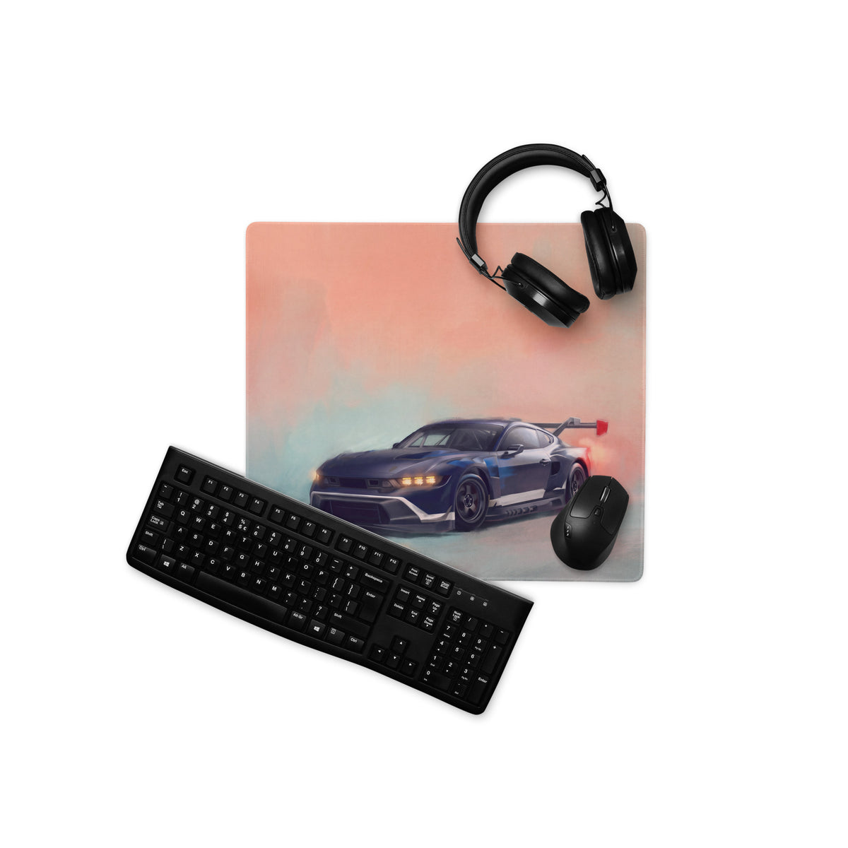 Ford Mustang Inspired Performance Blue GT3 Desk Pad – Extended Non-Slip PC Mouse Mat
