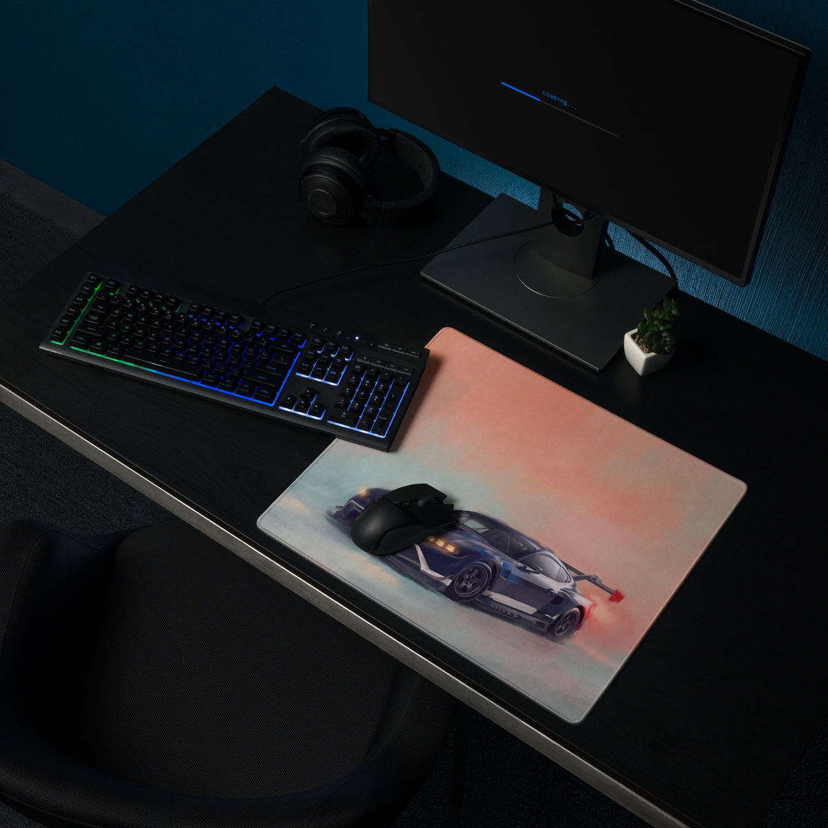 Ford Mustang Inspired Performance Blue GT3 Desk Pad – Extended Non-Slip PC Mouse Mat