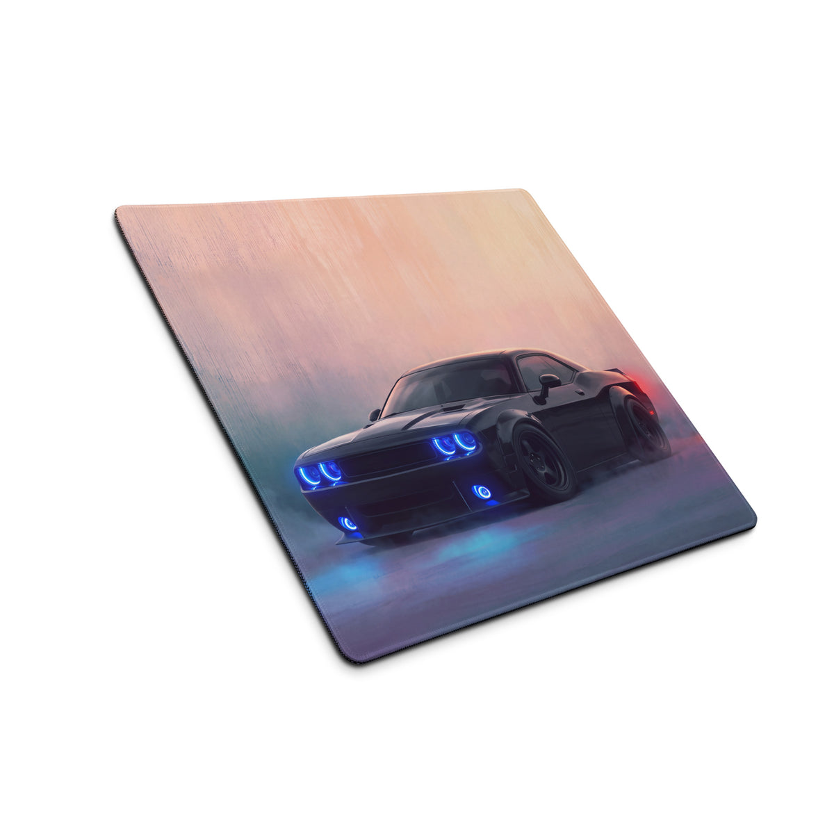 Dodge Challenger Inspired Pitch Black Halo Desk Pad – Ultra-Glide Stitched Edge Gaming Mouse Mat