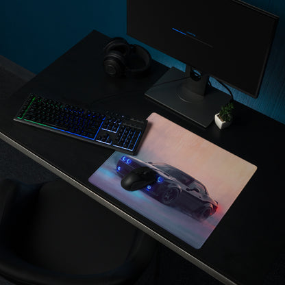 Dodge Challenger Inspired Pitch Black Halo Desk Pad – Ultra-Glide Stitched Edge Gaming Mouse Mat