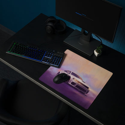 Dodge Charger Inspired White Knuckle Widebody Desk Mat – Low-Friction Cloth Setup Mousepad