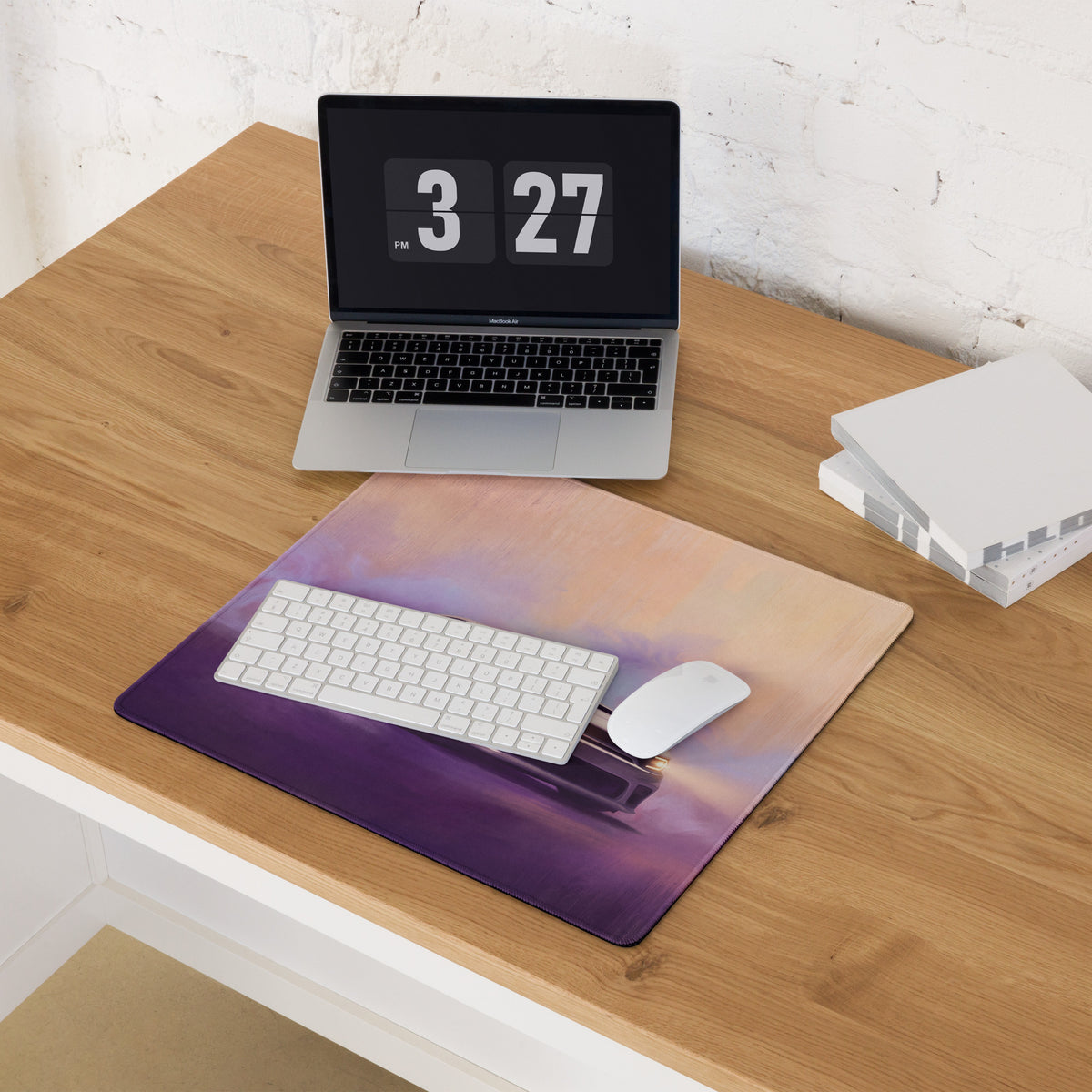 Dodge Charger Inspired White Knuckle Widebody Desk Mat – Low-Friction Cloth Setup Mousepad