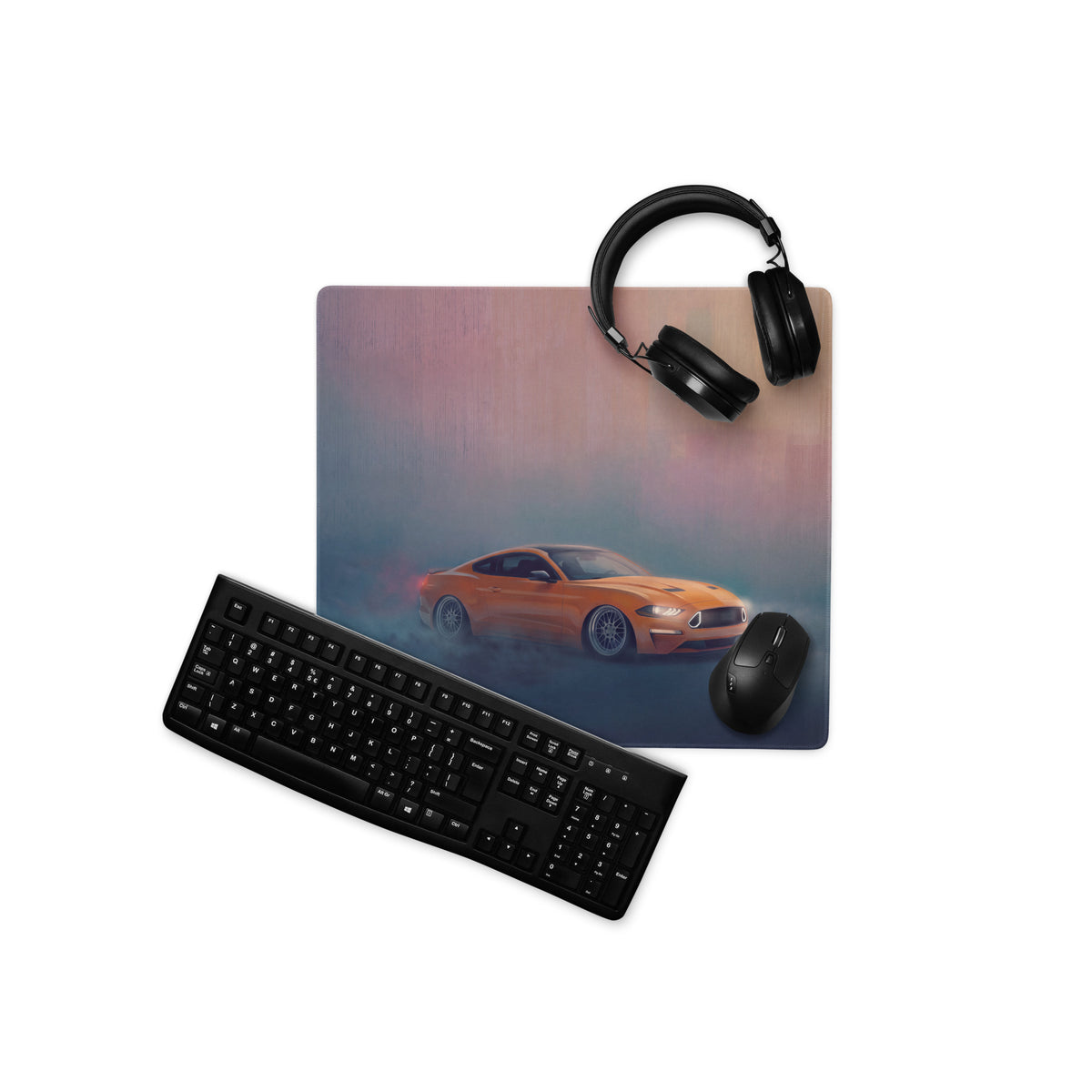 Ford Mustang Inspired Twister Orange Drift Desk Mat – High-Precision XL Gaming Mousepad