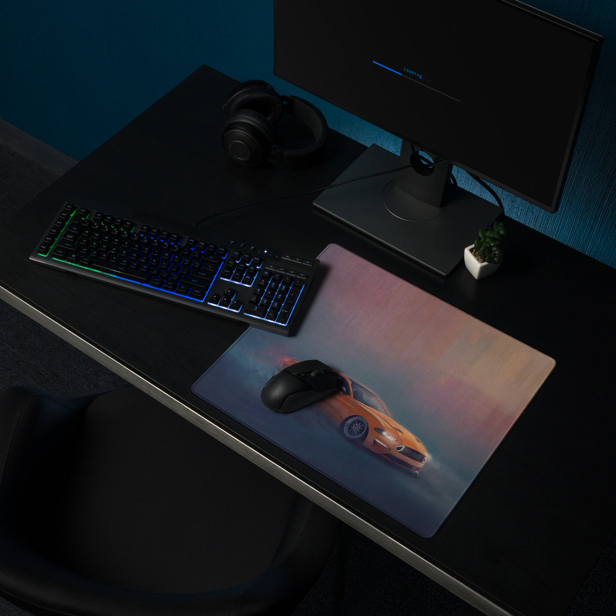 Ford Mustang Inspired Twister Orange Drift Desk Mat – High-Precision XL Gaming Mousepad