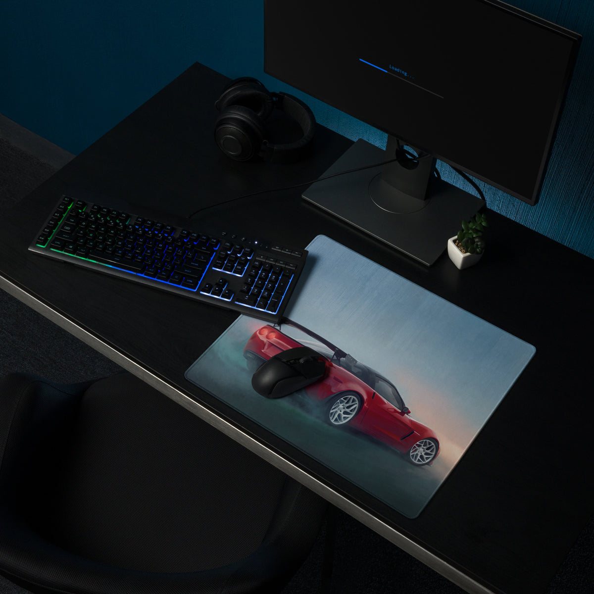 Chevrolet Corvette C6 Inspired Victory Red Wing Desk Mat – Low-Friction Cloth Setup Mousepad