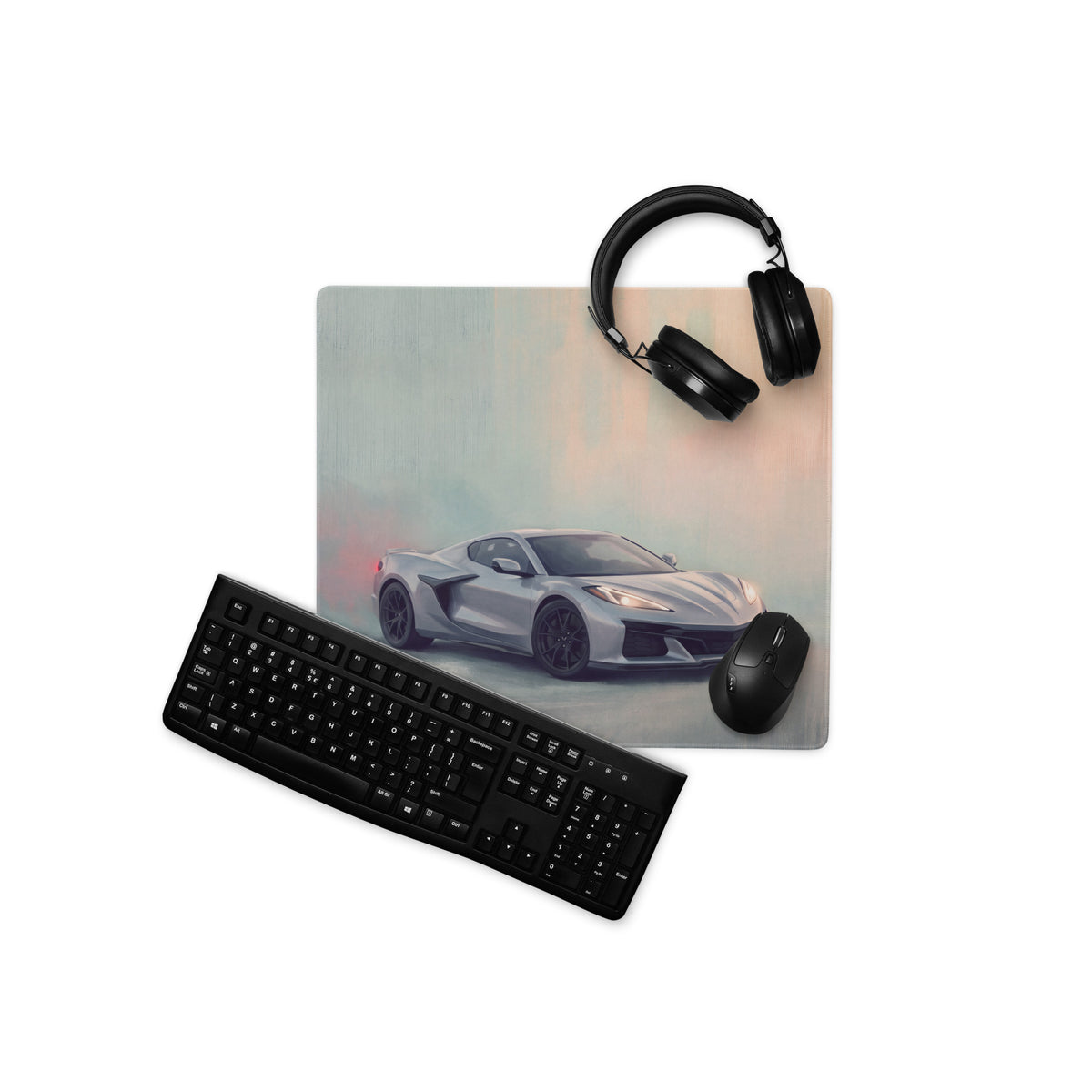 Chevrolet Corvette C8 Inspired Hypersonic Gray Desk Pad – Extended Non-Slip PC Mouse Mat