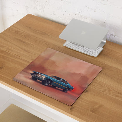 Ford Mustang Inspired Classic Teal Mach 1 Desk Mat – High-Precision XL Gaming Mousepad