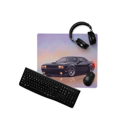 Dodge Challenger Inspired Pitch Black Widebody Desk Pad – Ultra-Glide Stitched Edge Gaming Mouse Mat