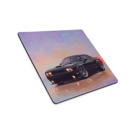 Dodge Challenger Inspired Pitch Black Widebody Desk Pad – Ultra-Glide Stitched Edge Gaming Mouse Mat