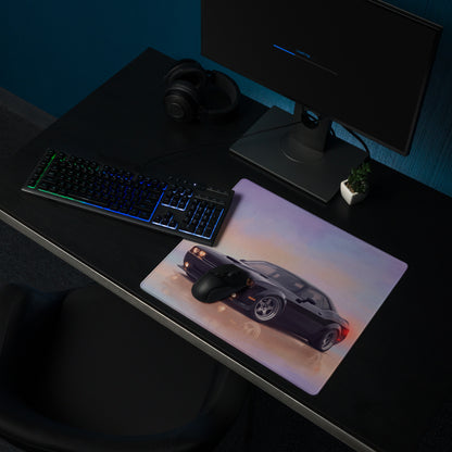 Dodge Challenger Inspired Pitch Black Widebody Desk Pad – Ultra-Glide Stitched Edge Gaming Mouse Mat